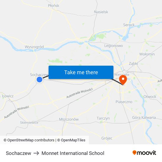 Sochaczew to Monnet International School map