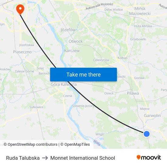 Ruda Talubska to Monnet International School map