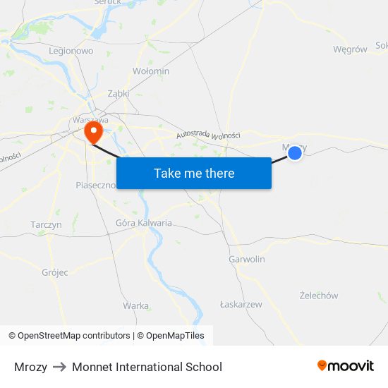 Mrozy to Monnet International School map