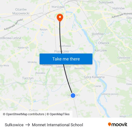 Sułkowice to Monnet International School map