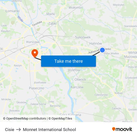 Cisie to Monnet International School map