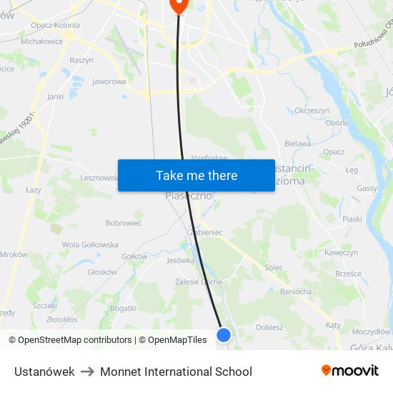 Ustanówek to Monnet International School map