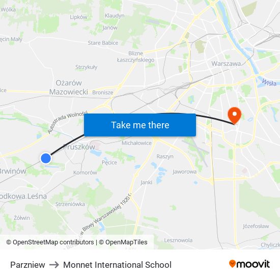 Parzniew to Monnet International School map