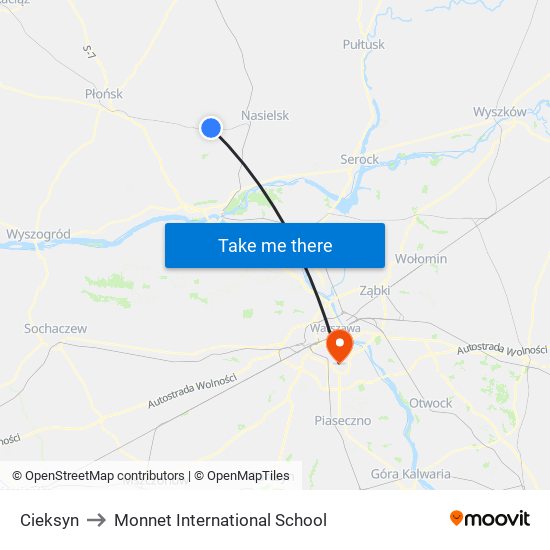 Cieksyn to Monnet International School map