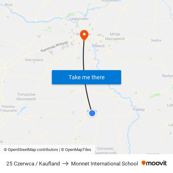 25 Czerwca / Kaufland to Monnet International School map