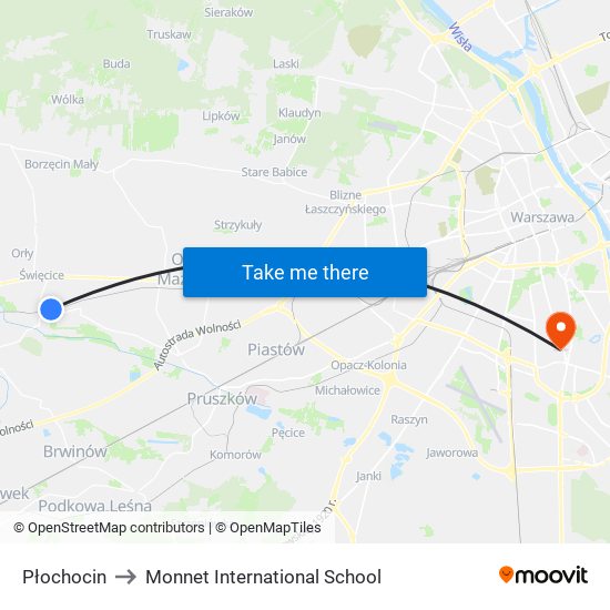 Płochocin to Monnet International School map