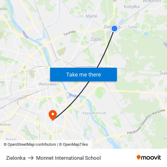 Zielonka to Monnet International School map