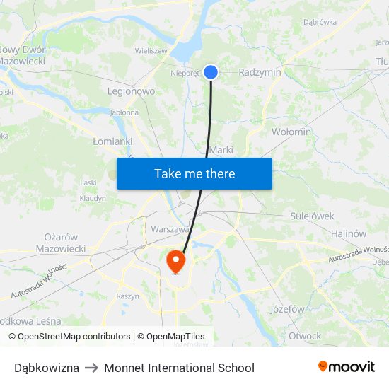 Dąbkowizna to Monnet International School map