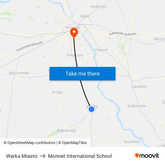 Warka Miasto to Monnet International School map