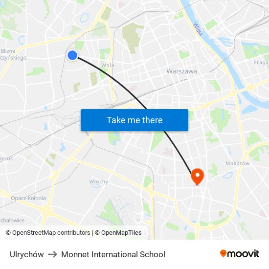 Ulrychów to Monnet International School map