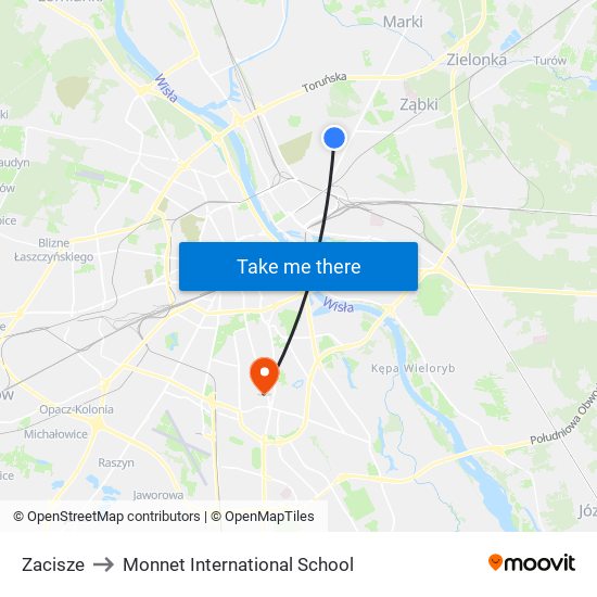 Zacisze to Monnet International School map