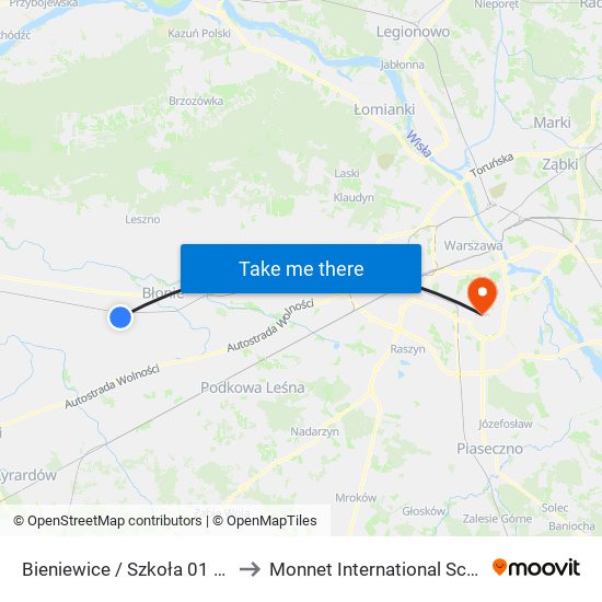 Bieniewice / Szkoła to Monnet International School map