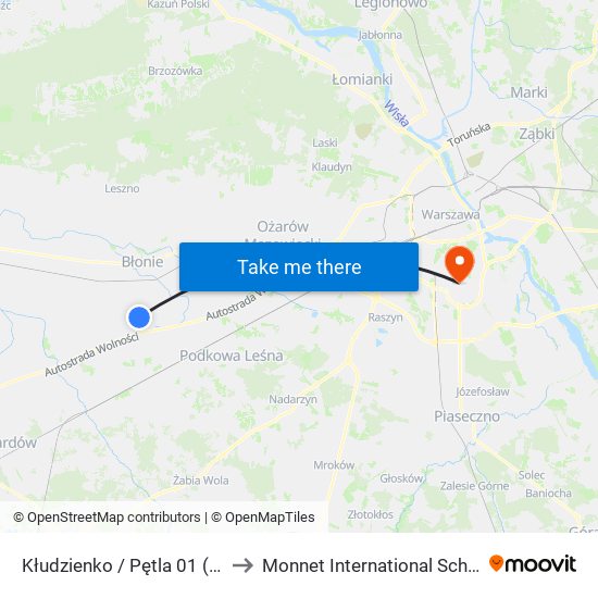 Kłudzienko / Pętla 01 (Nż) to Monnet International School map