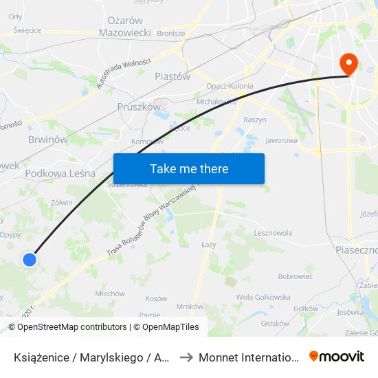 Książenice / Marylskiego / Agri-Rol 01 (Nż) to Monnet International School map