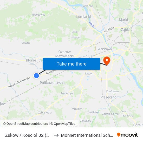 Żuków / Kościół 02 (Nż) to Monnet International School map