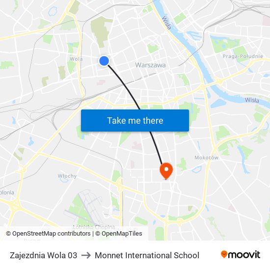 Zajezdnia Wola 03 to Monnet International School map