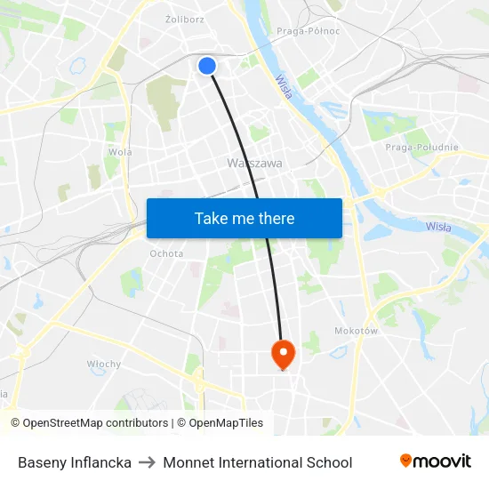 Baseny Inflancka to Monnet International School map