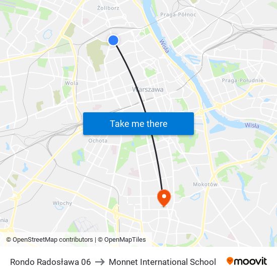 Rondo Radosława 06 to Monnet International School map