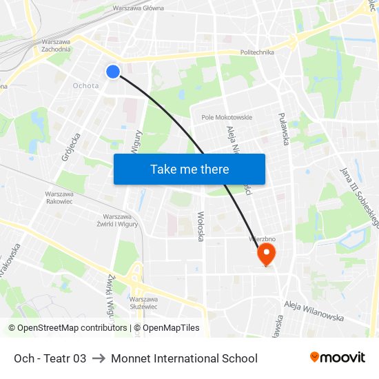 Och - Teatr 03 to Monnet International School map