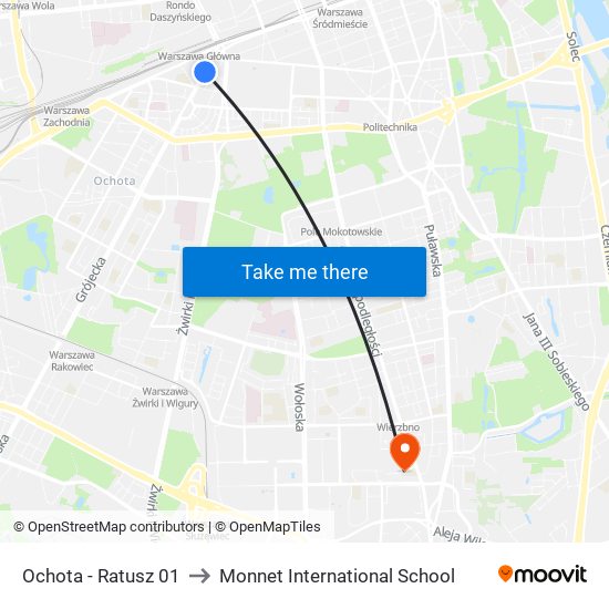 Ochota-Ratusz to Monnet International School map