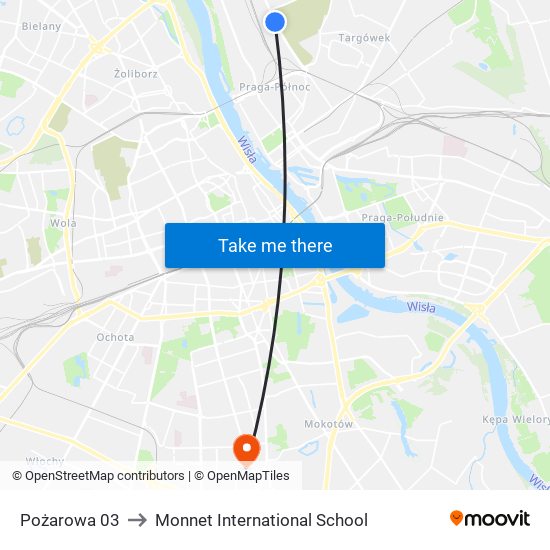 Pożarowa 03 to Monnet International School map