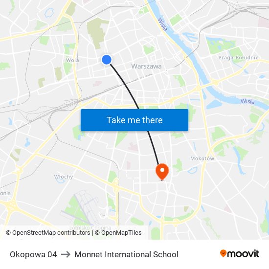 Okopowa 04 to Monnet International School map