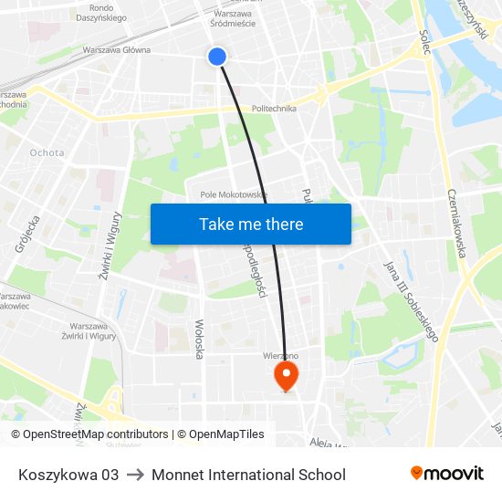 Koszykowa 03 to Monnet International School map