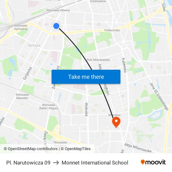 Pl. Narutowicza 09 to Monnet International School map
