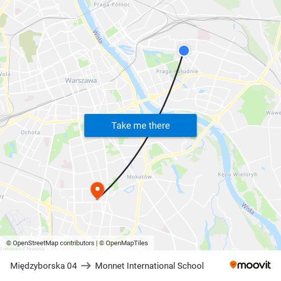 Międzyborska 04 to Monnet International School map