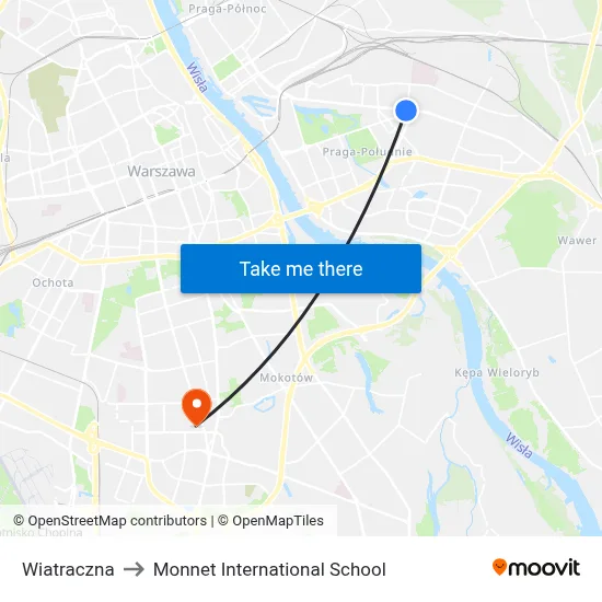 Wiatraczna to Monnet International School map