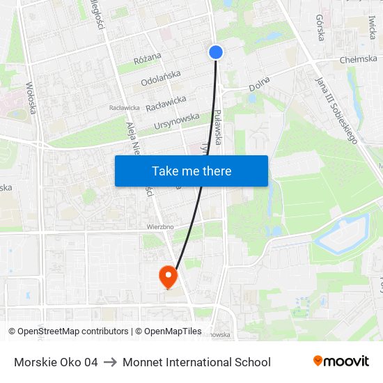 Morskie Oko to Monnet International School map