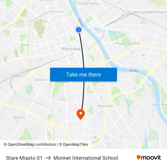 Stare Miasto 01 to Monnet International School map