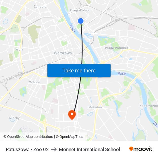 Ratuszowa - Zoo 02 to Monnet International School map