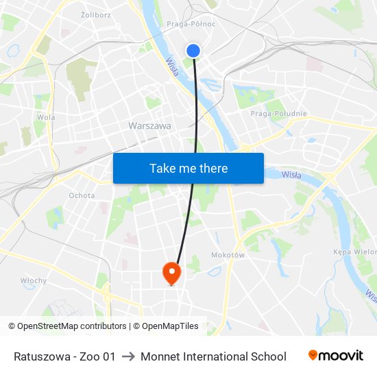 Ratuszowa - Zoo 01 to Monnet International School map