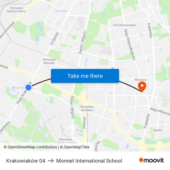 Krakowiaków 04 to Monnet International School map