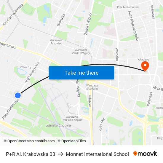 P+R Al. Krakowska 03 to Monnet International School map