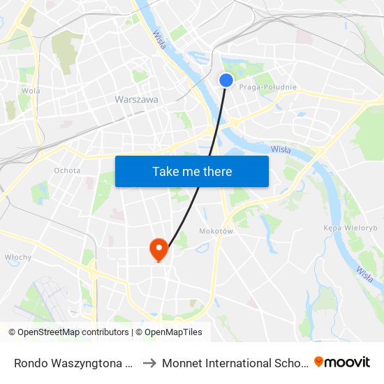 Rondo Waszyngtona to Monnet International School map