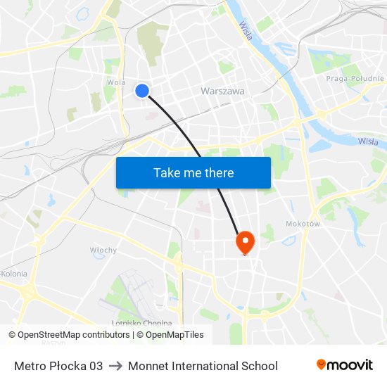 Metro Płocka 03 to Monnet International School map