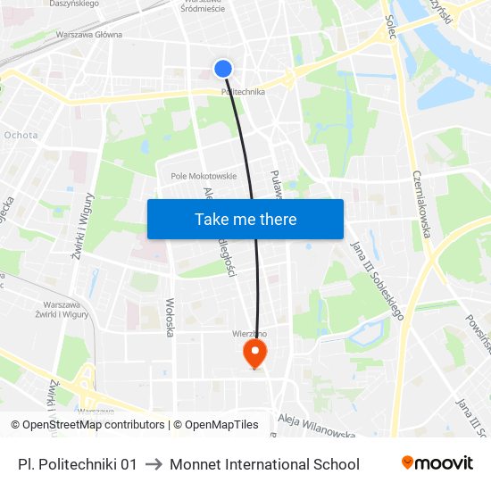 Pl. Politechniki to Monnet International School map