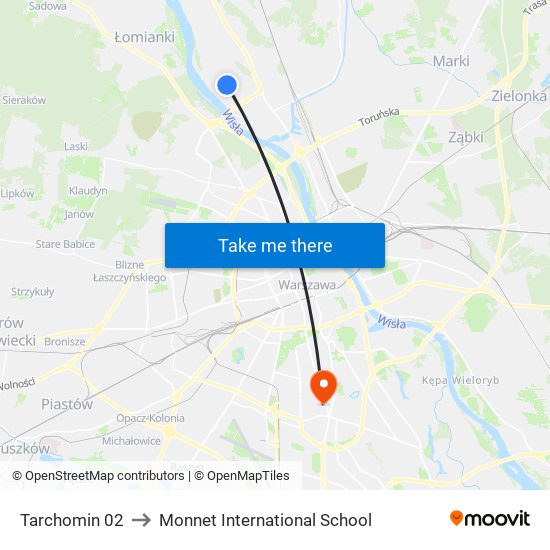 Tarchomin 02 to Monnet International School map