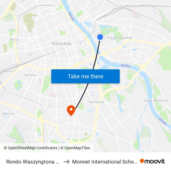 Rondo Waszyngtona to Monnet International School map