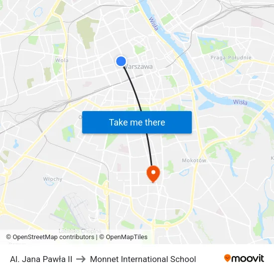 Al. Jana Pawła II to Monnet International School map
