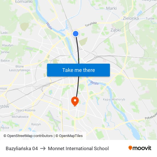 Bazyliańska 04 to Monnet International School map