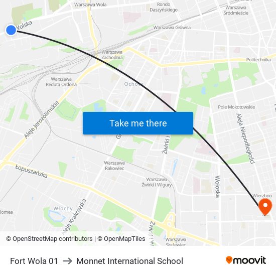 Fort Wola 01 to Monnet International School map