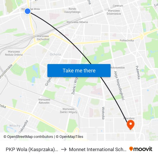 PKP Wola (Kasprzaka) 02 to Monnet International School map