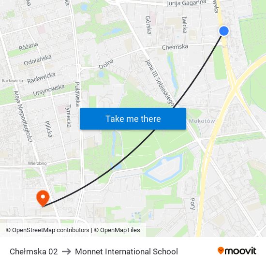 Chełmska 02 to Monnet International School map