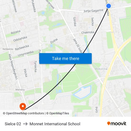 Sielce to Monnet International School map