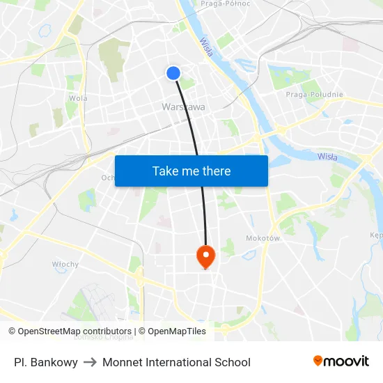 Pl. Bankowy to Monnet International School map