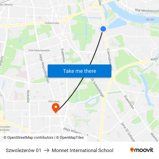 Szwoleżerów 01 to Monnet International School map