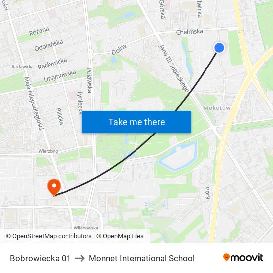 Bobrowiecka 01 to Monnet International School map